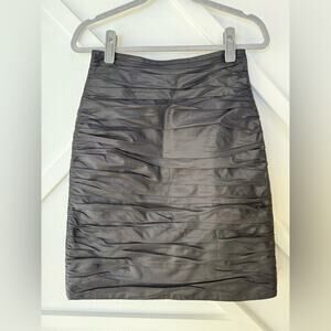 Rickie Freeman Teri Jon Black Ruched Satin Skirt Size 4 Cocktail Evening Wear